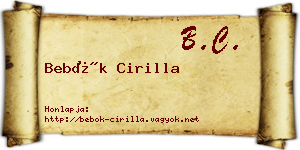 Bebők Cirilla névjegykártya